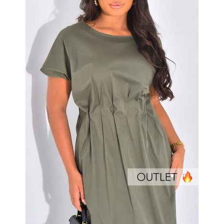 Langes, tailliertes Kleid aus Baumwolle