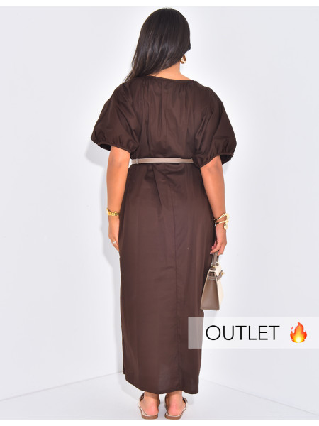 Robe longue en coton ample col v