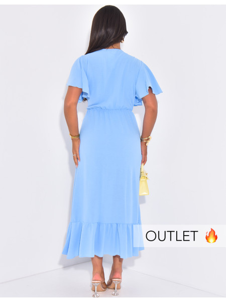 Flowing wrap dress with ruffles