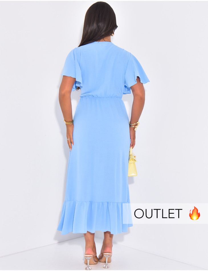 Flowing wrap dress with ruffles