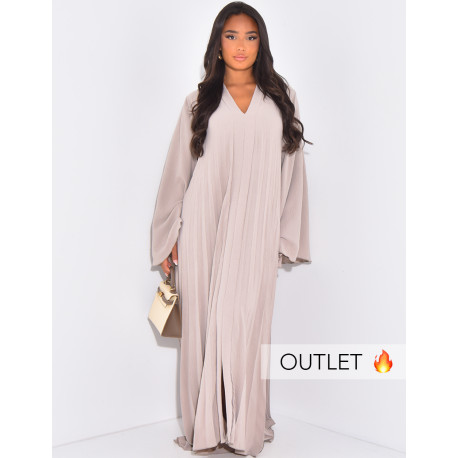 Robe longue plissée à manches évasées
