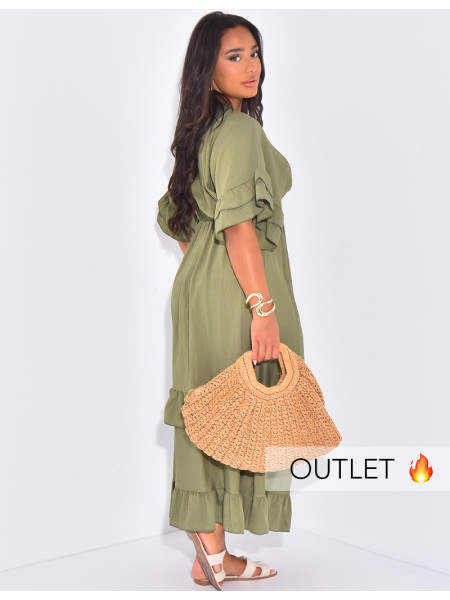 Flounced flowing maxi dress