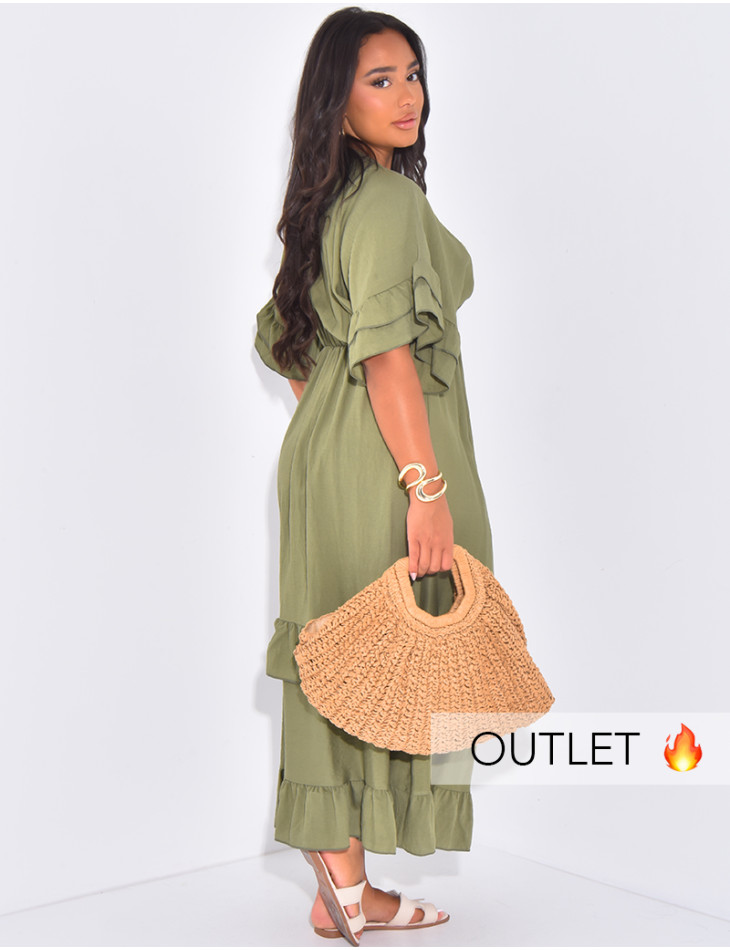 Flounced flowing maxi dress