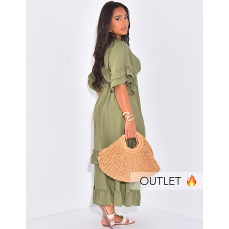 Flounced flowing maxi dress