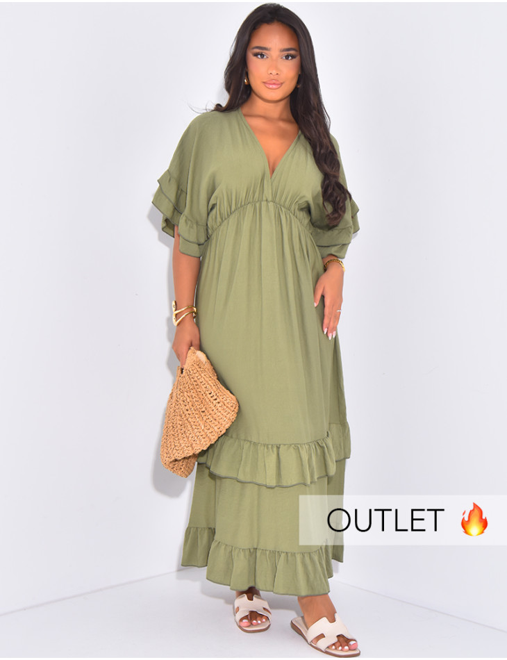 Robe longue fluide à volants