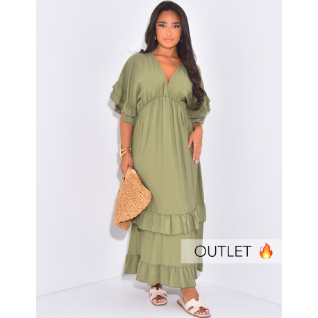 Robe longue fluide à volants