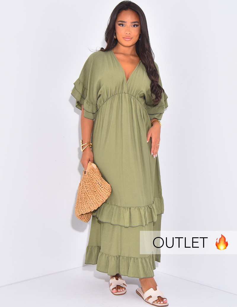 Robe longue fluide à volants