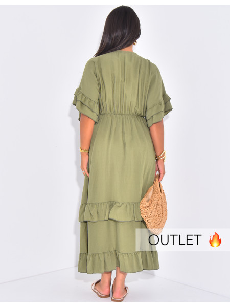 Flounced flowing maxi dress