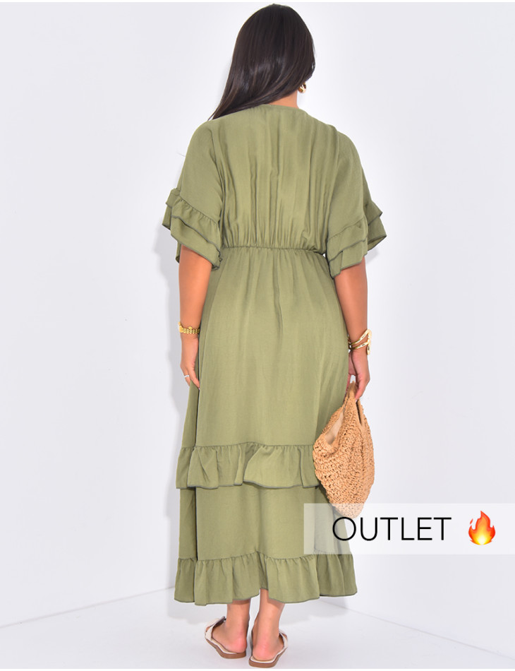 Flounced flowing maxi dress