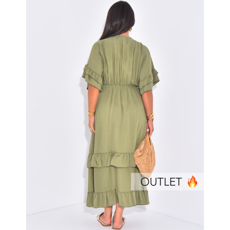 Flounced flowing maxi dress