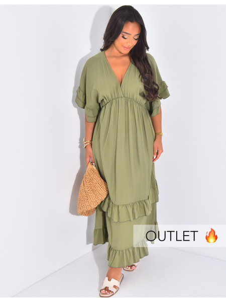 Flounced flowing maxi dress