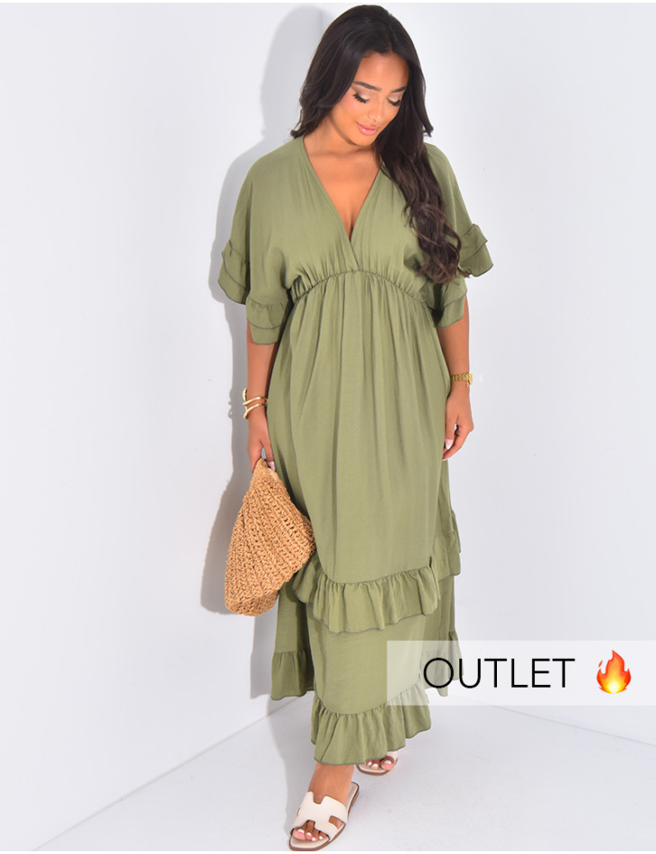 Flounced flowing maxi dress