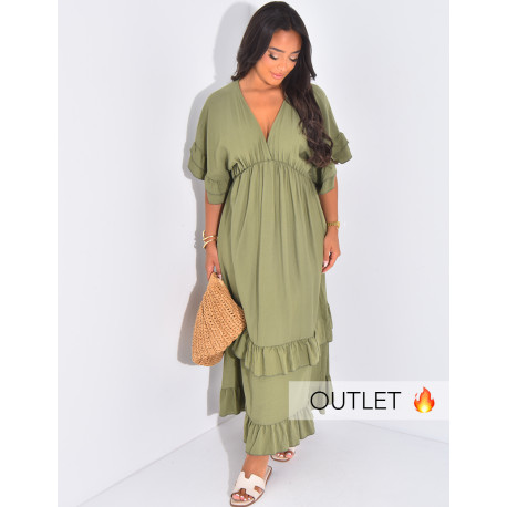 Flounced flowing maxi dress