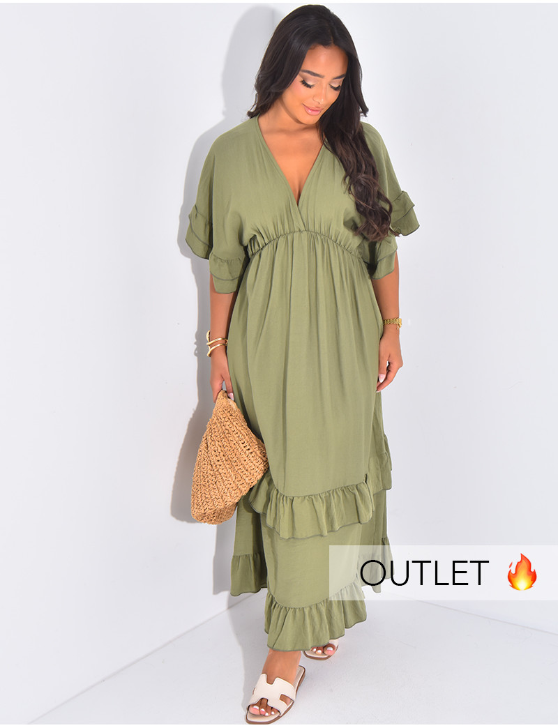 Lot De 3 Robes Jersey Fille à Volants | 100% Coton - Manches évasées
