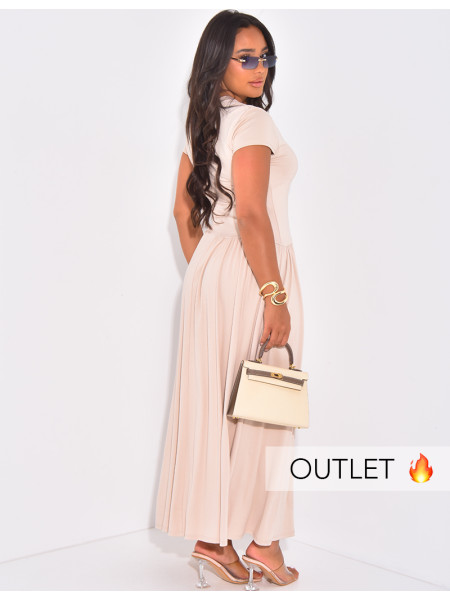 Fließendes Kleid mit kurzen Ärmeln und geraffter Taille