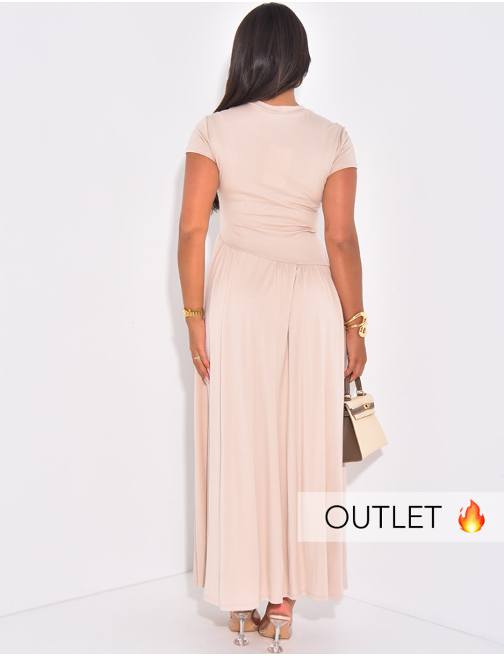 Fließendes Kleid mit kurzen Ärmeln und geraffter Taille