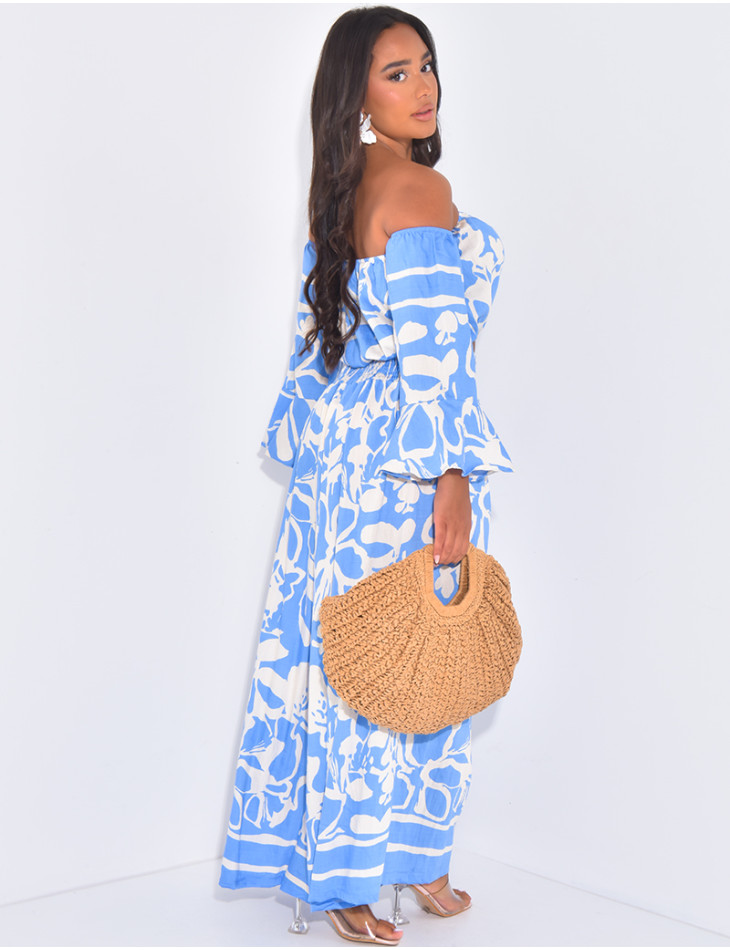 Patterned pants and crop top set