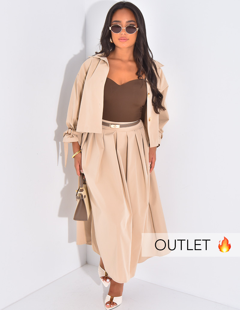 Short trench coat and long...