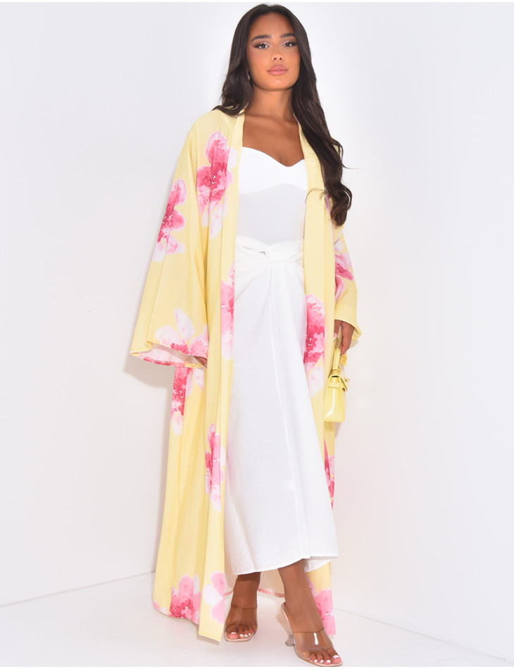 Flower print kimono