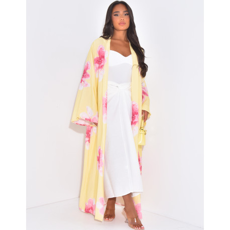 Flower print kimono