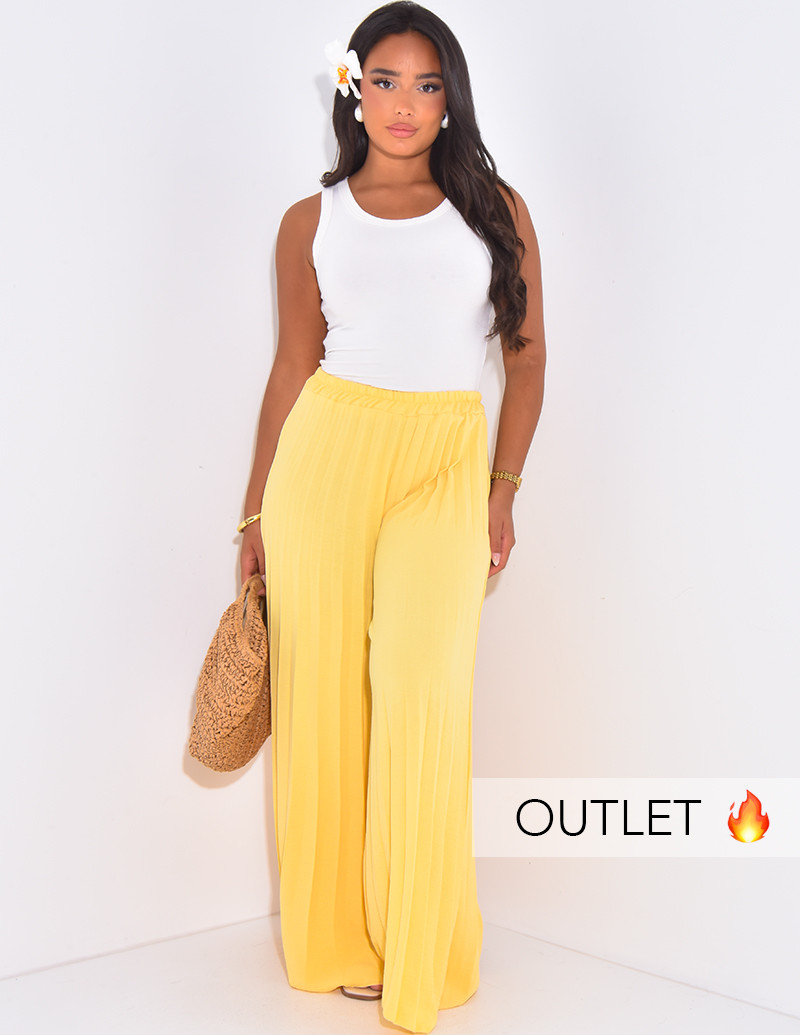 Pantalon taille haute plissée