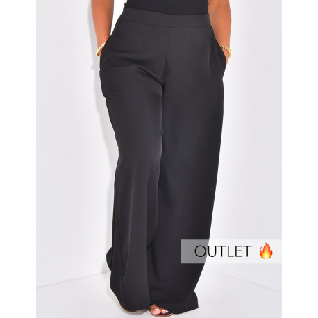 Pantalon taille haute et fluide à coupe large