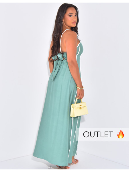 Robe longue dos nu à bandes contrastantes