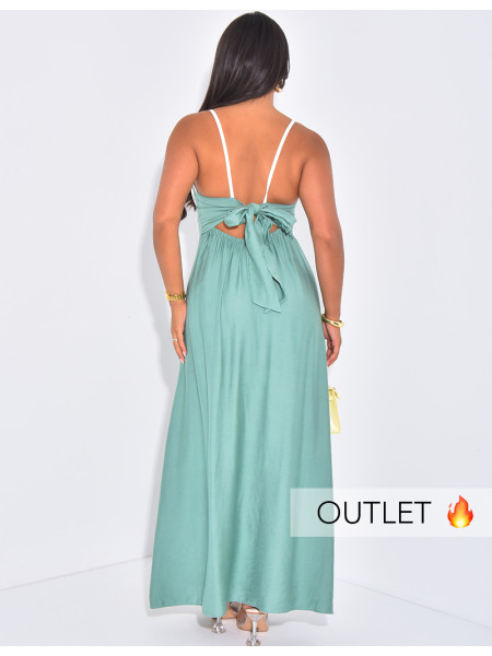 Robe longue dos nu à bandes contrastantes