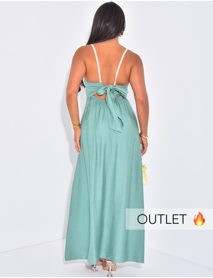 Robe longue dos nu à bandes contrastantes