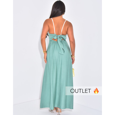 Robe longue dos nu à bandes contrastantes