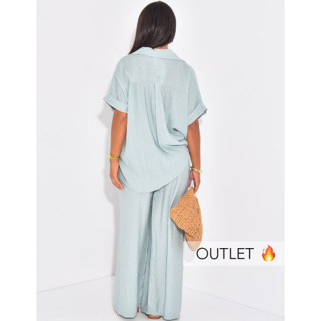 Ensemble texturé pantalon et chemise manches courtes