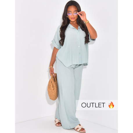 Ensemble texturé pantalon et chemise manches courtes