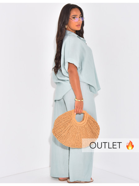 Ensemble texturé pantalon et chemise manches courtes
