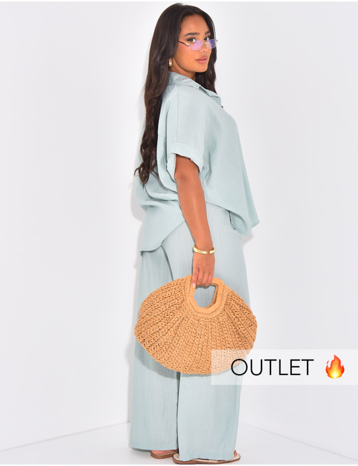 Ensemble texturé pantalon et chemise manches courtes