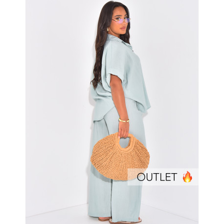 Ensemble texturé pantalon et chemise manches courtes