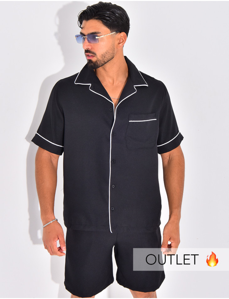 Ensemble short et chemis à bordures contrastantes