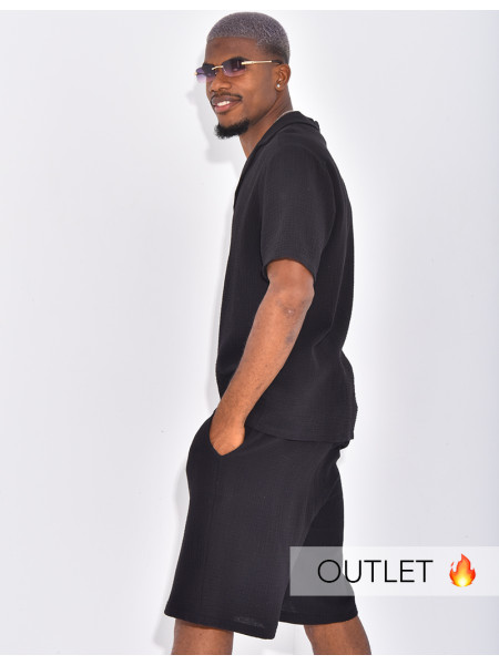 Ensemble short et chemise en gaze de coton