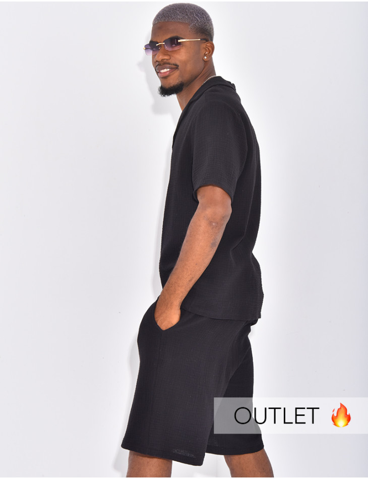 Ensemble short et chemise en gaze de coton