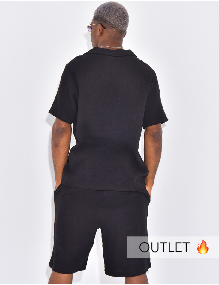 Ensemble short et chemise en gaze de coton