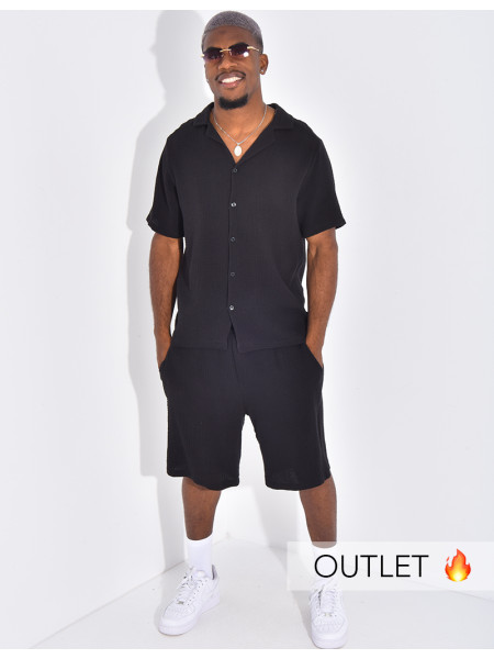 Ensemble short et chemise en gaze de coton