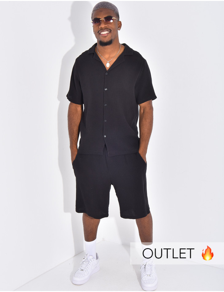 Ensemble short et chemise en gaze de coton