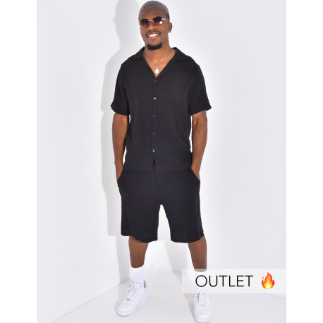 Ensemble short et chemise en gaze de coton