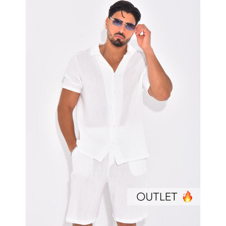 Ensemble short et chemise en gaze de coton