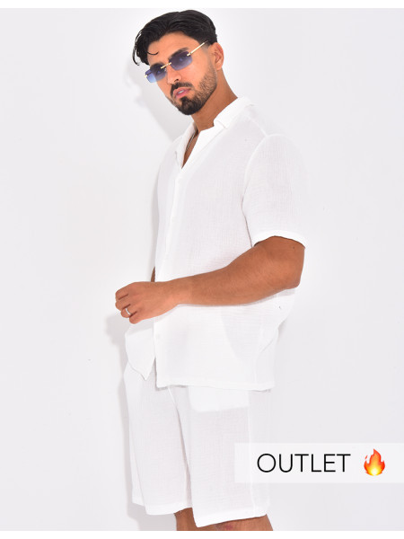 Ensemble short et chemise en gaze de coton