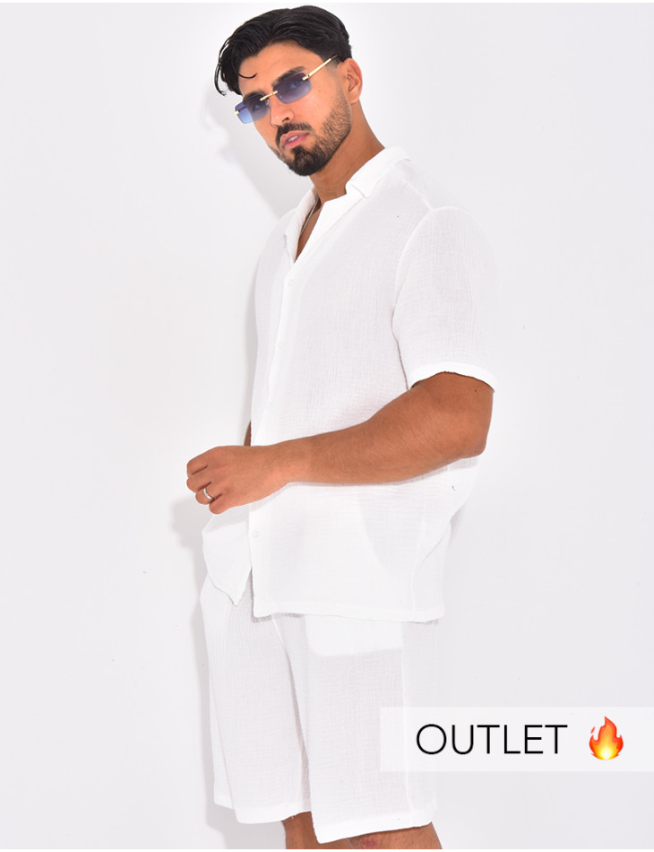 Ensemble short et chemise en gaze de coton