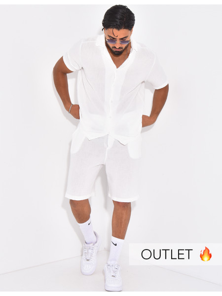 Ensemble short et chemise en gaze de coton