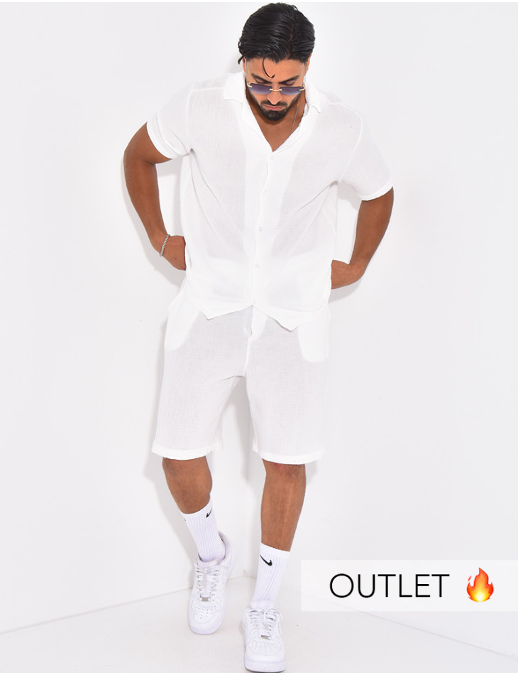 Ensemble short et chemise en gaze de coton