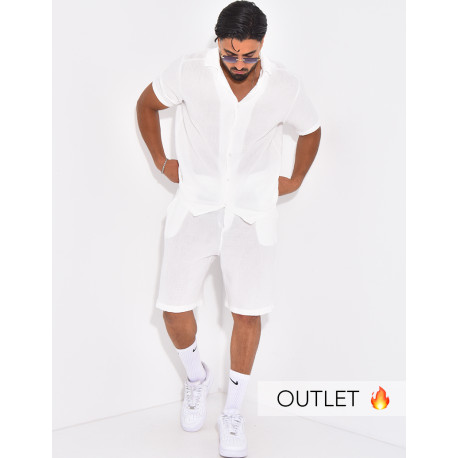 Ensemble short et chemise en gaze de coton