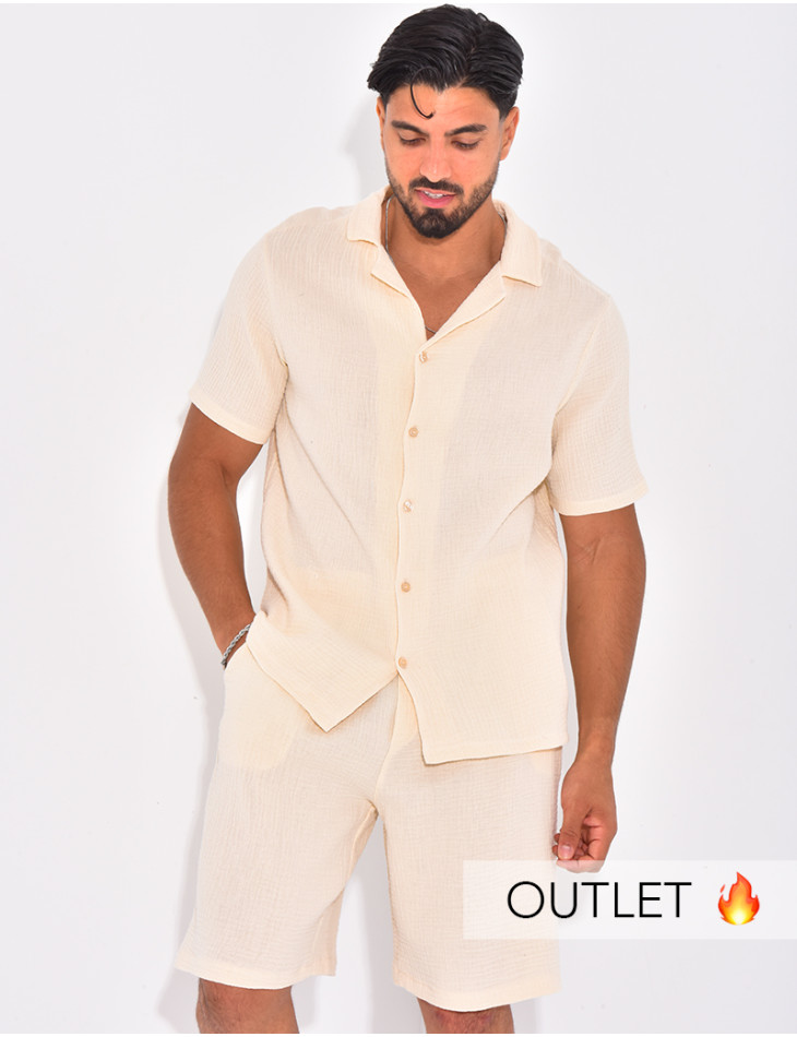 Ensemble short et chemise en gaze de coton