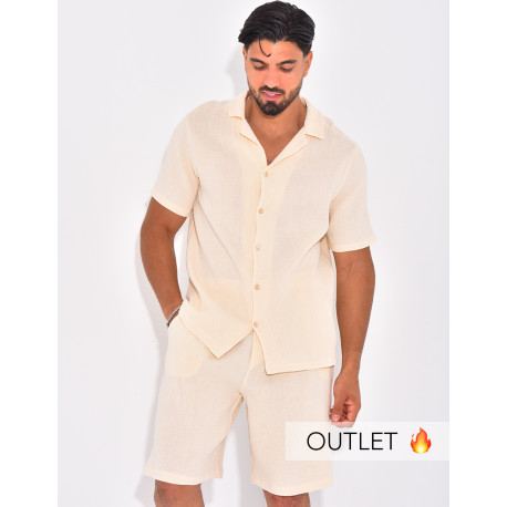 Ensemble short et chemise en gaze de coton